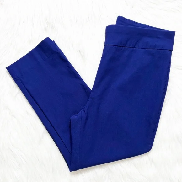 SOLD-Chico’s So Slimming Blue Elastic Waist Pull On Cropped Skinny Pants Size 10 - Picture 1 of 8